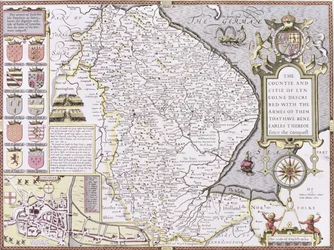 The Countie and Citie of Lyncolne, Engraved by Jodocus Hondius from John Speed